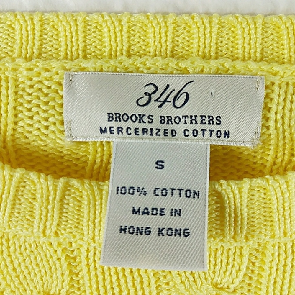 Brooks Brothers 346 Mercerized Cotton Sweater 100% Cotton Cable Knit S Yellow - Picture 4 of 6